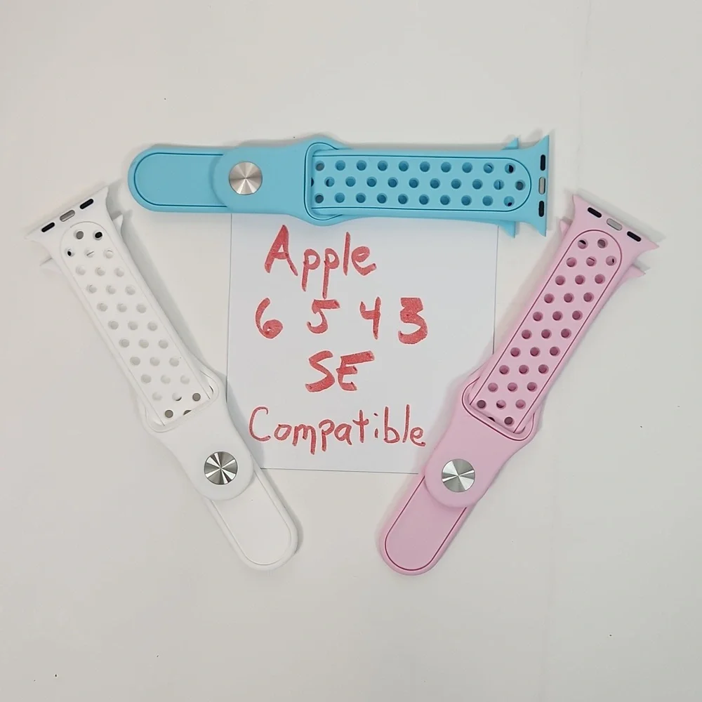 COPY - 22 mm lug Apple Watch Compatible 3 band latex snap band set for MEN, NWT